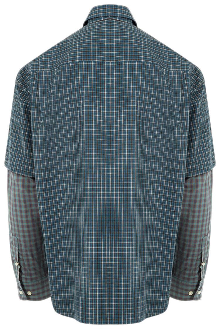le PERE Detached Sleeve Fun Shirt Blue Check
