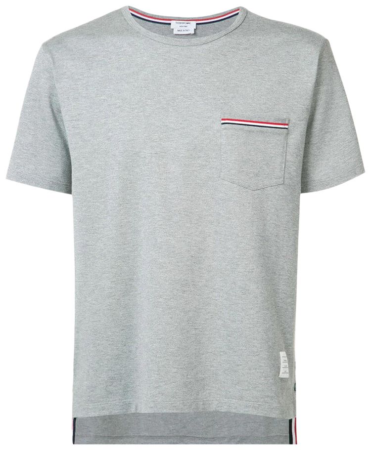 Thom Browne Short Sleeve Pocket Tee Light Grey