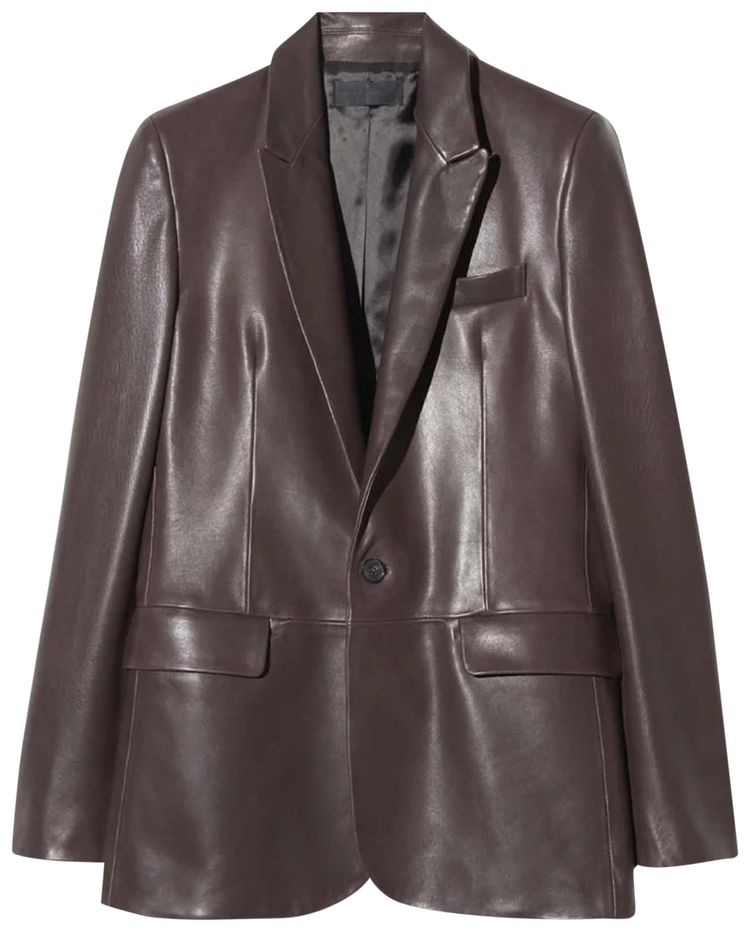 Nili Lotan Belmonde Leather Tailored Jacket Bordeaux