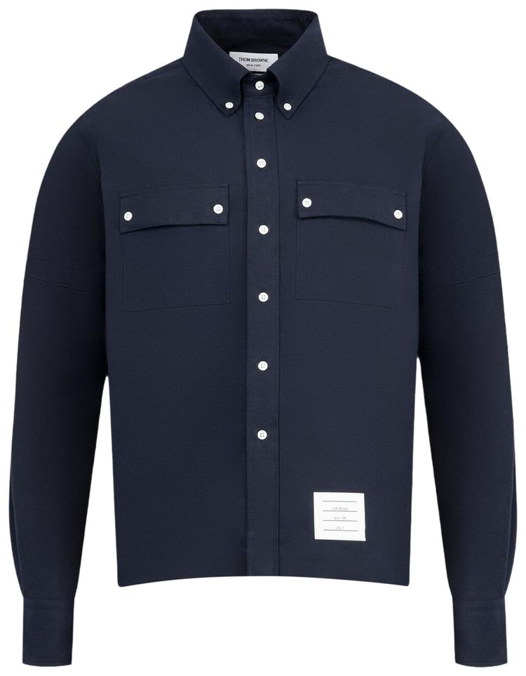 Thom Browne Long Sleeve BD Utility Shirt with Self Armband Navy