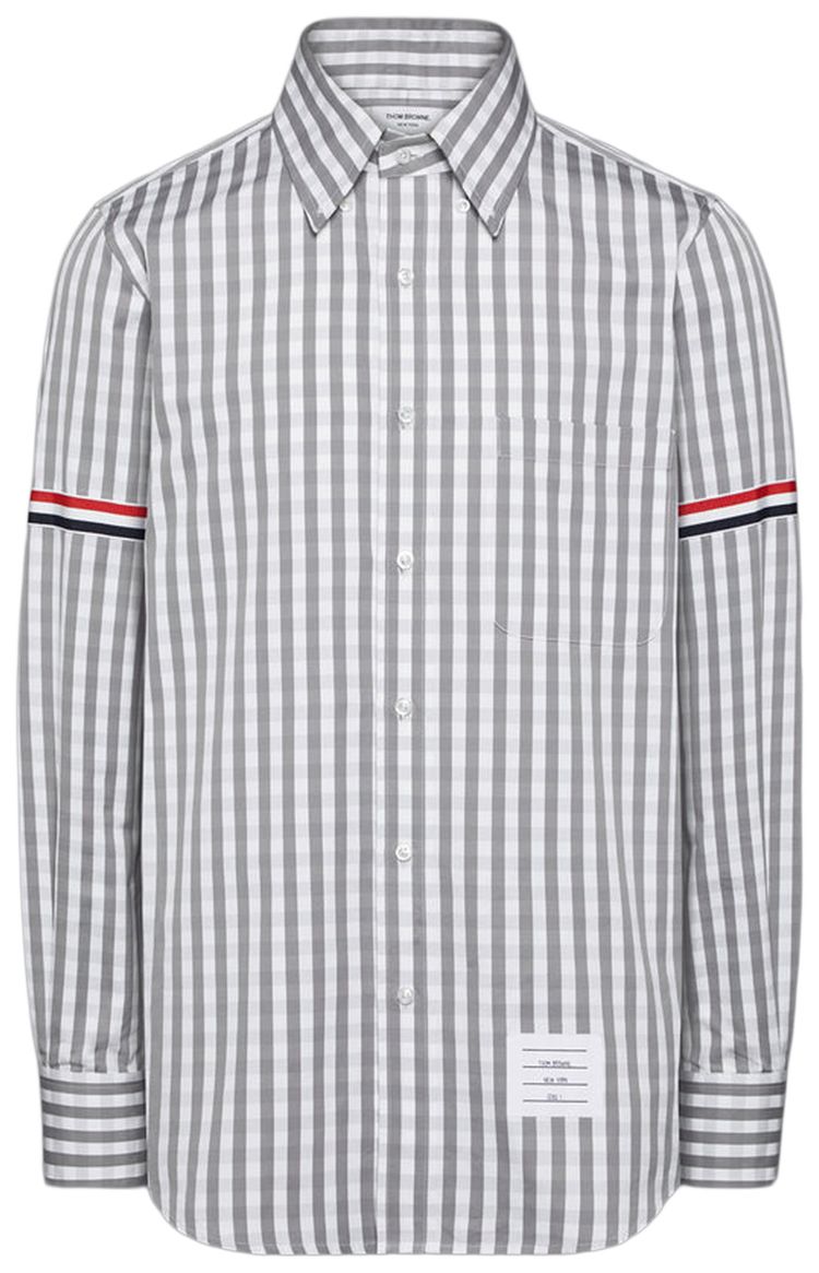 Thom Browne Long Sleeve Shirt with GG Armband Medium Grey
