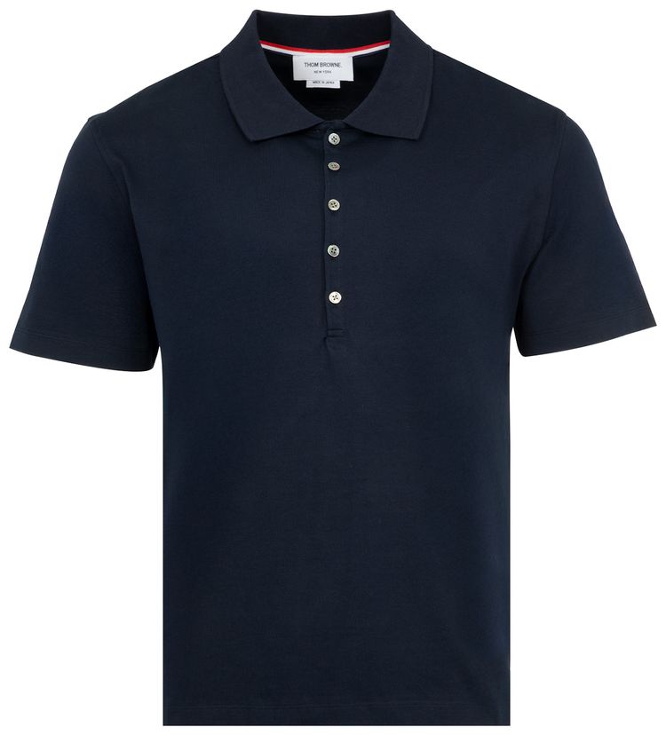 Thom Browne Relaxed Fit Short Sleeve Polo Navy
