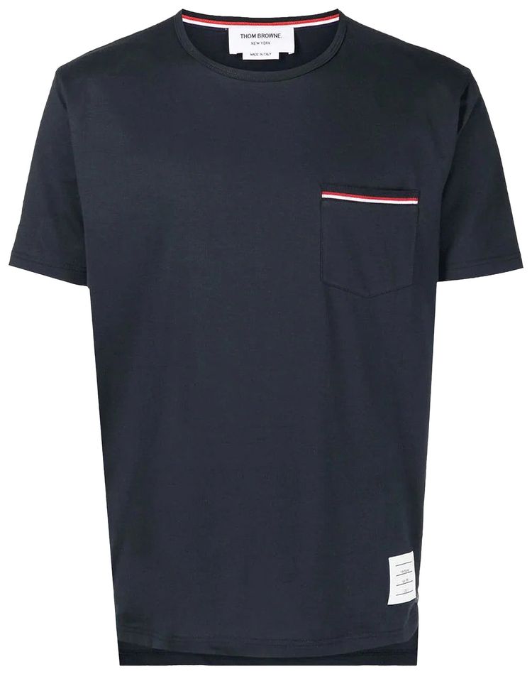 Thom Browne Short Sleeve Pocket Tee Navy