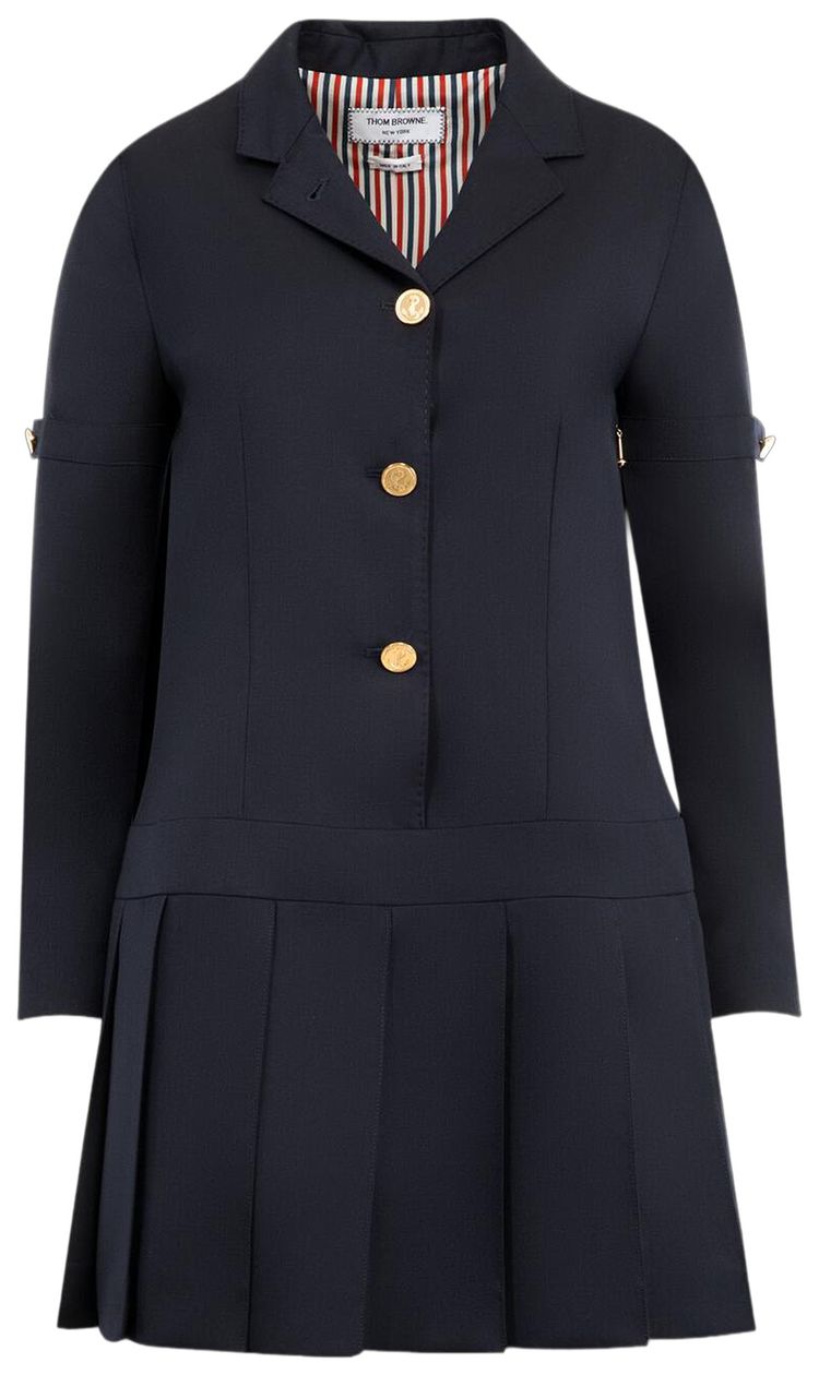 Thom Browne Super 120s Twill Sportcoat Mini Dress Navy