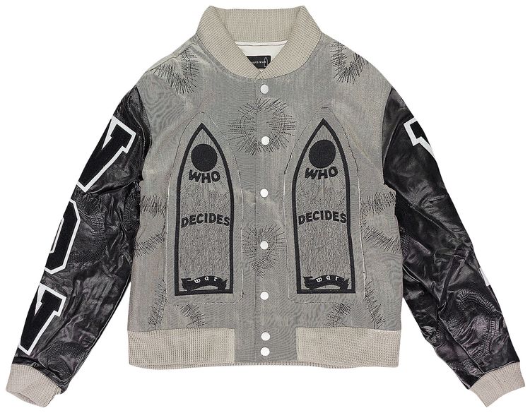 Who Decides War Namesake Varsity Jacket Silver