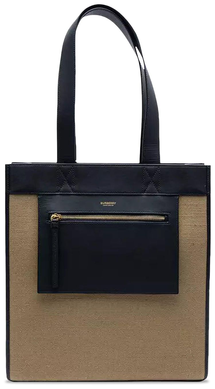Burberry Canvas Combination Tote Bag Black