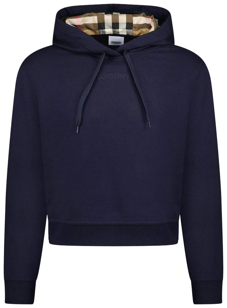 Burberry Talley Check Hoodie Navy