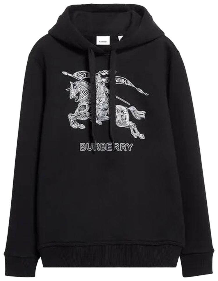 Burberry Equestrian Knight Embroidery Hoodie Black