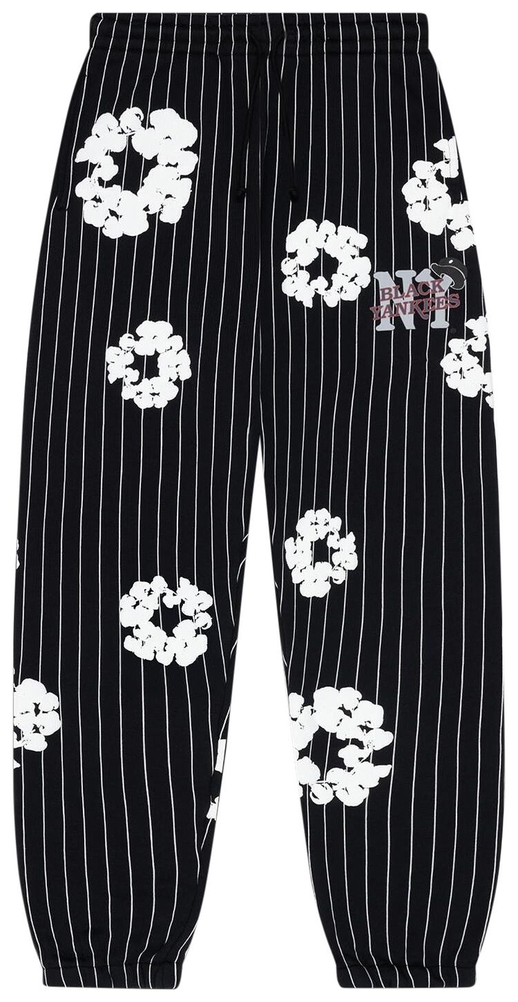 Denim Tears Pinstripe Wreath Sweatpants Black