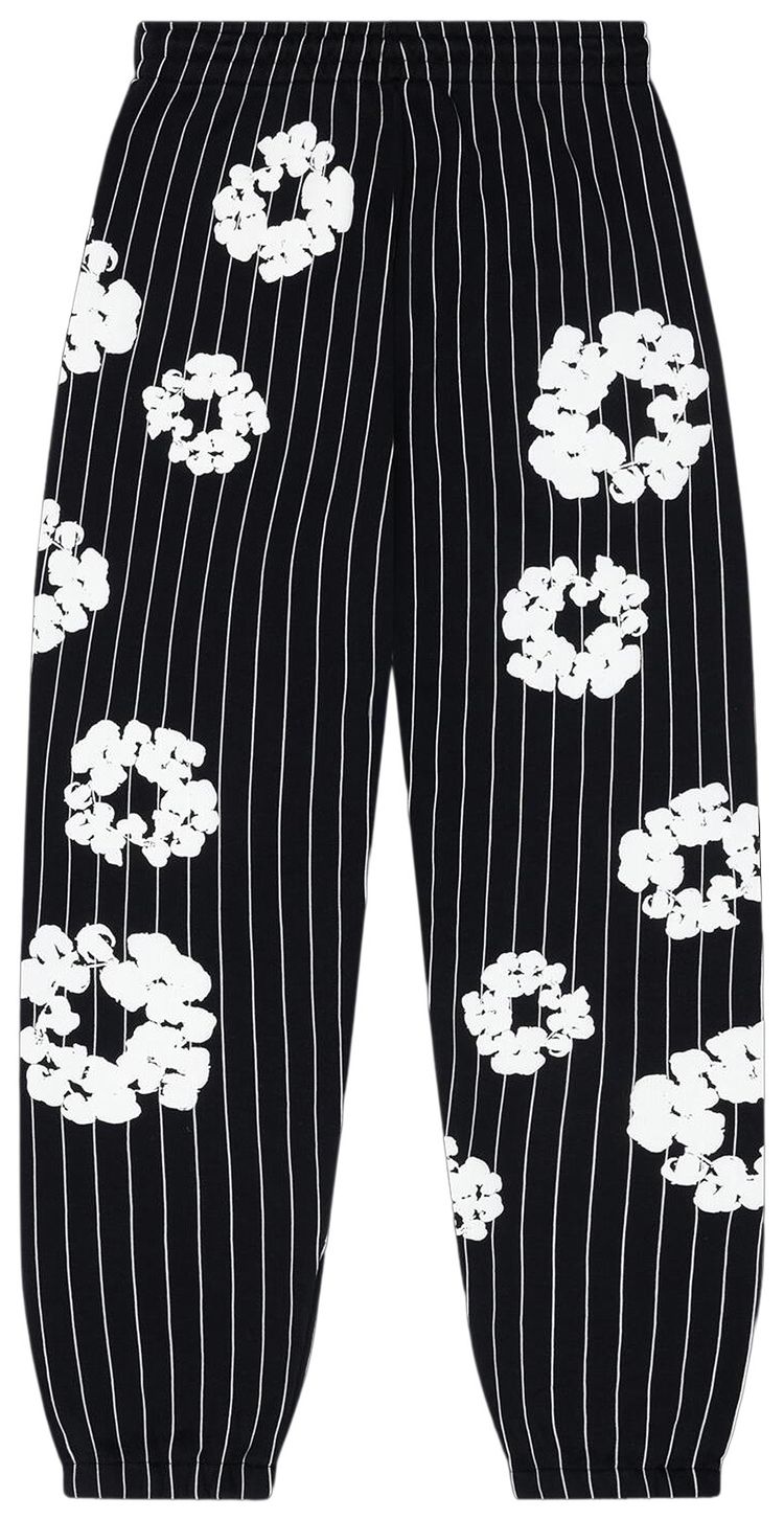 Denim Tears Pinstripe Wreath Sweatpants Black