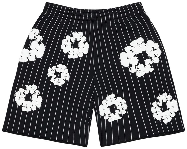 Denim Tears Pinstripe Wreath Sweatshorts Black