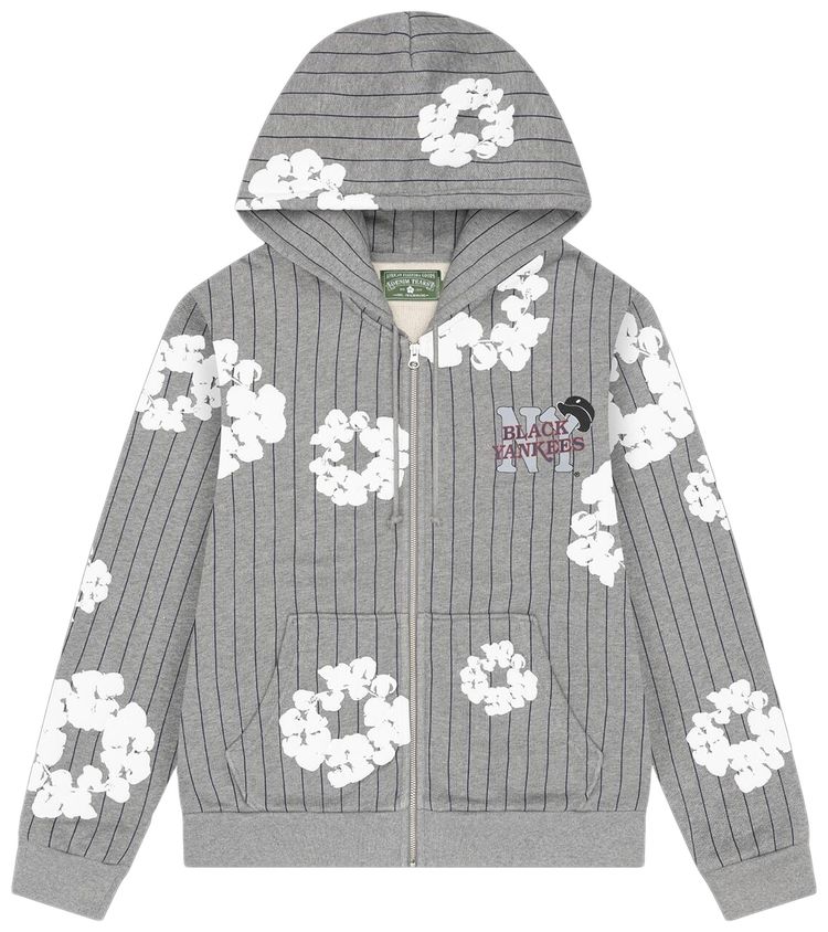 Denim Tears Pinstripe Wreath Zip Hoodie Grey