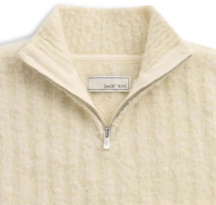 Kith Kin Boucle Wyatt Quarter Zip Sandrift