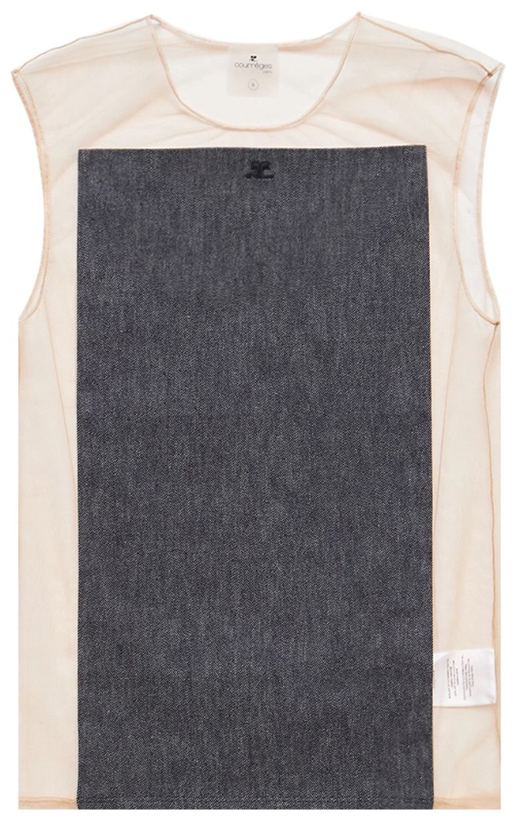Courreges Illusion Square Denim Top Grey
