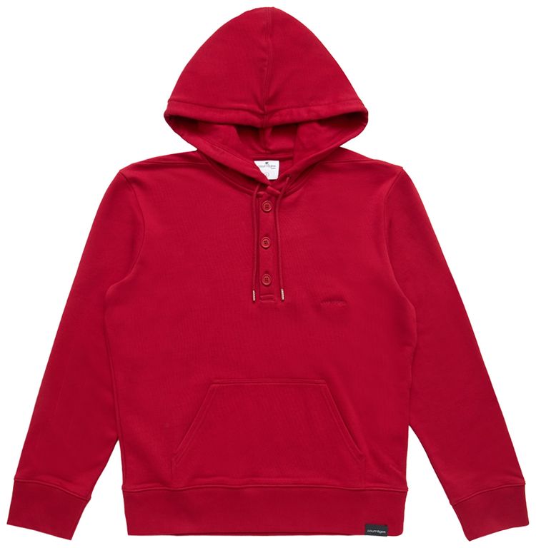 Courreges Embroidered Snapped Hoodie Red