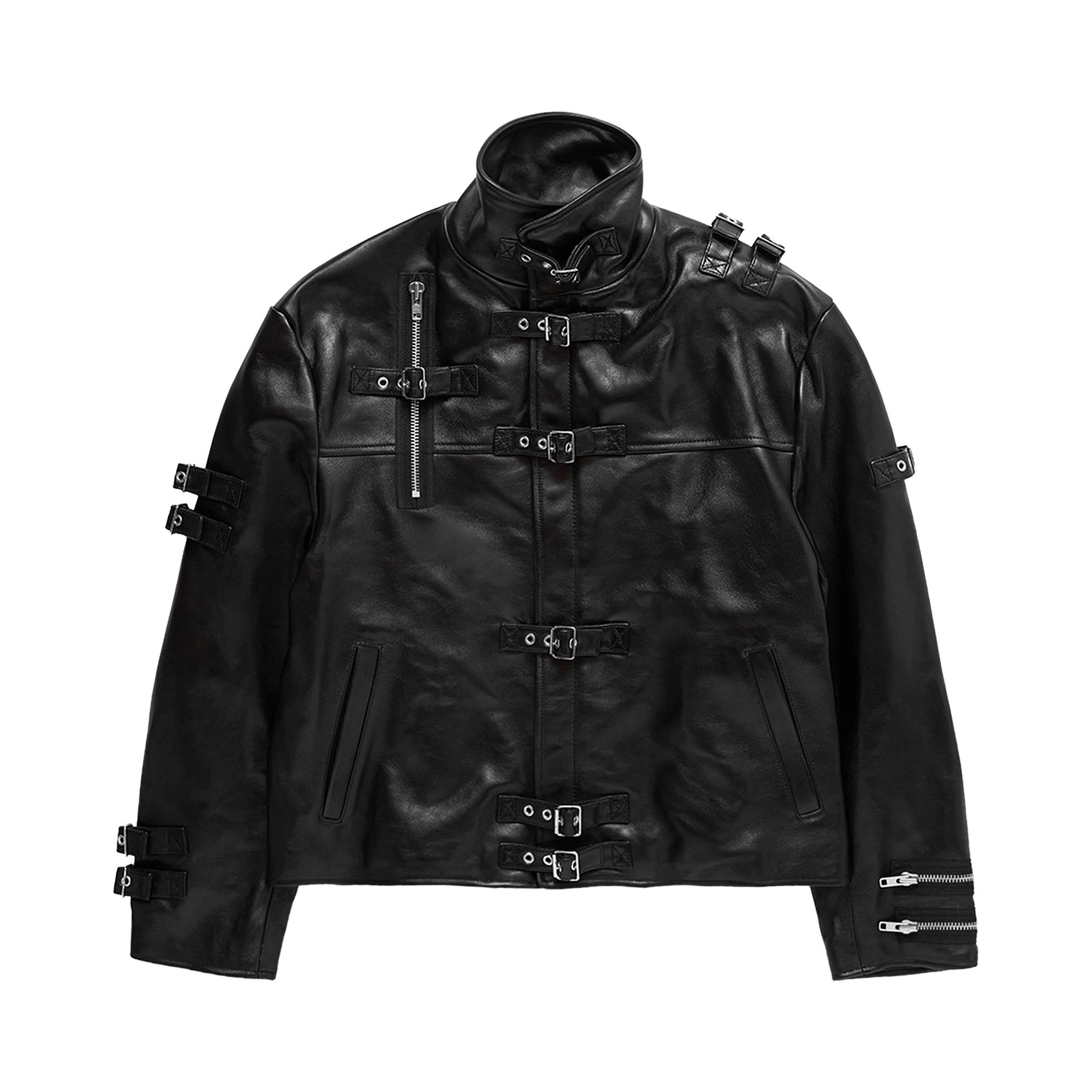 Buy Doublet Buckle Overload Leather Jacket 'Black' - 25AW06BL222