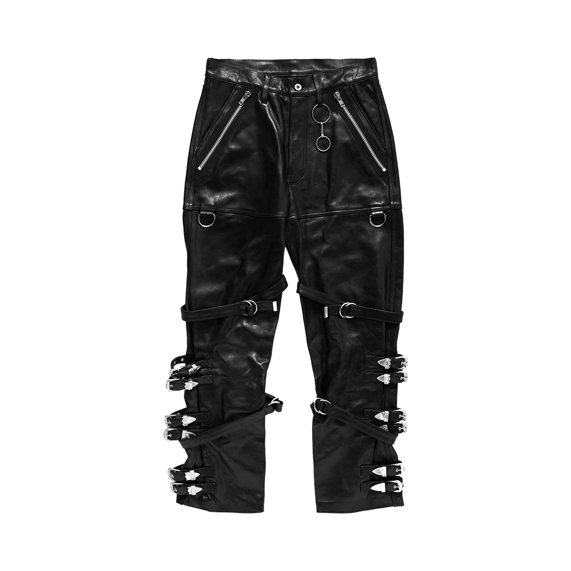Buy Doublet Buckle Overload Leather Pants 'Black' - 25AW06PT315 | GOAT