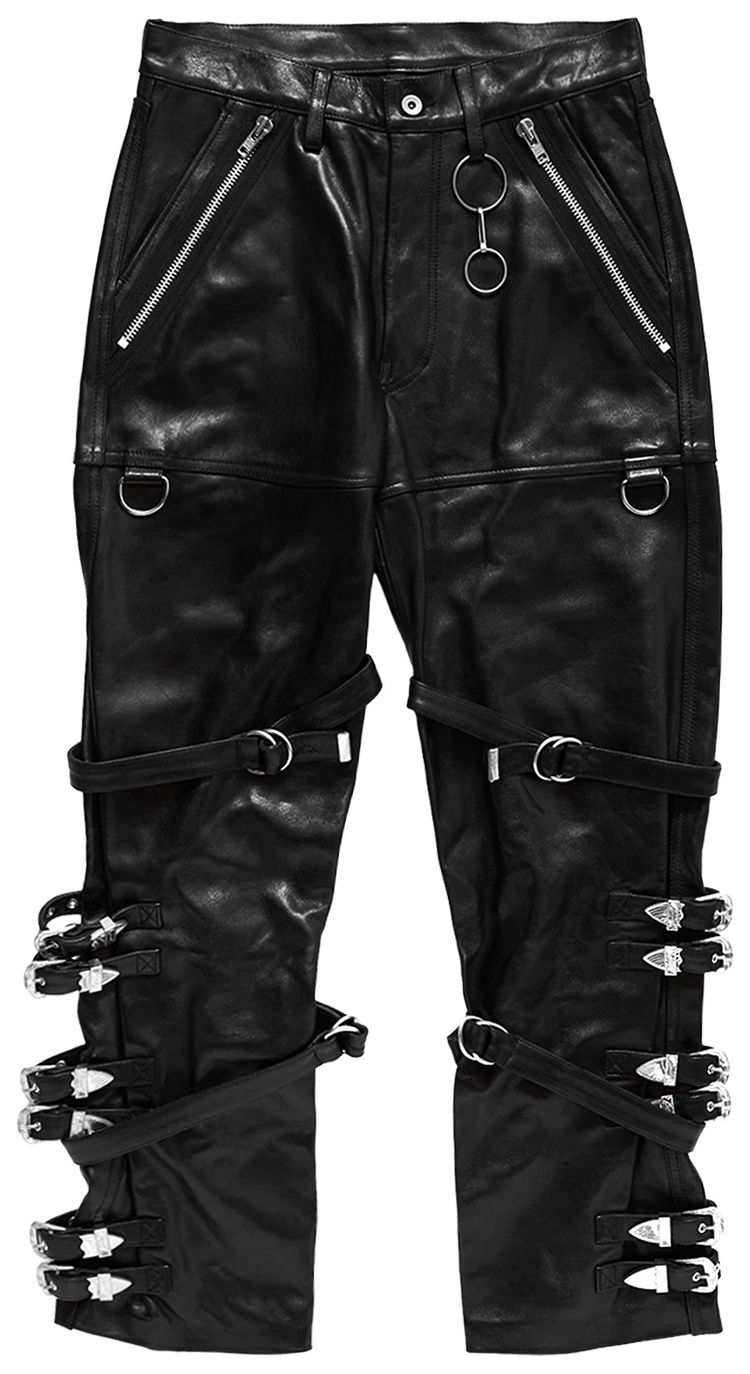 Doublet Buckle Overload Leather Pants Black
