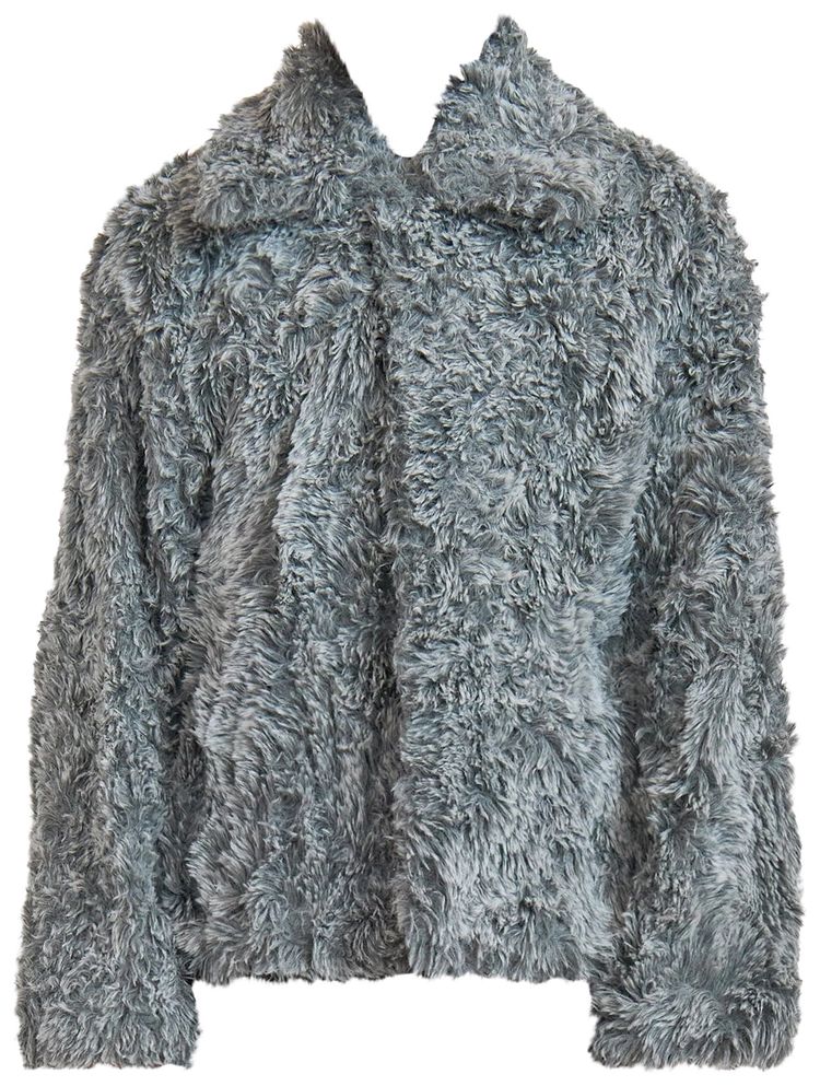 Doublet Sinister Mouth Faux Fur Jacket Grey
