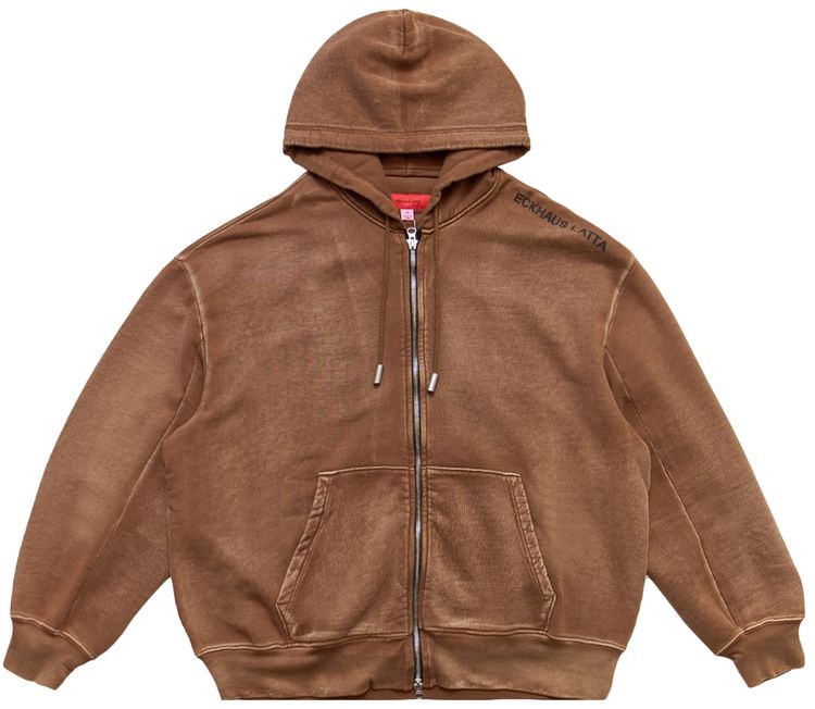 Eckhaus Latta Bison Zip Hoodie Brown