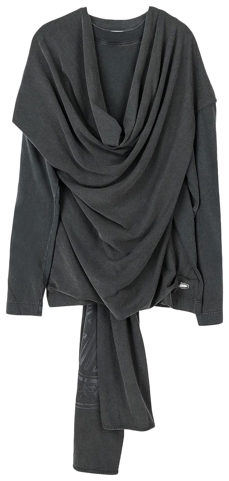 Jean Paul Gaultier Washed Jersey Crew Neck with Scarf Printed JPG Logo Black