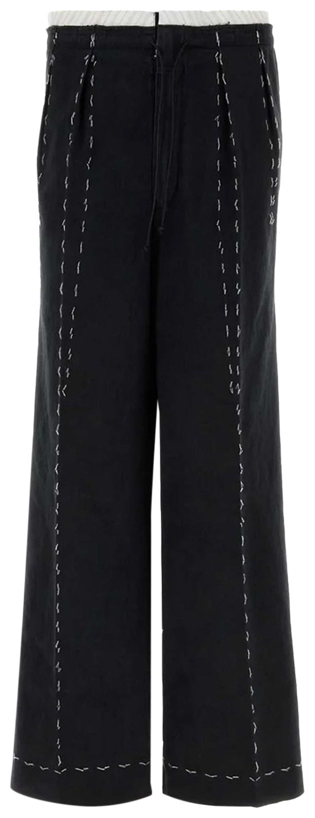 Maison Margiela Work In Progress Trousers with Contrast Stitching Black