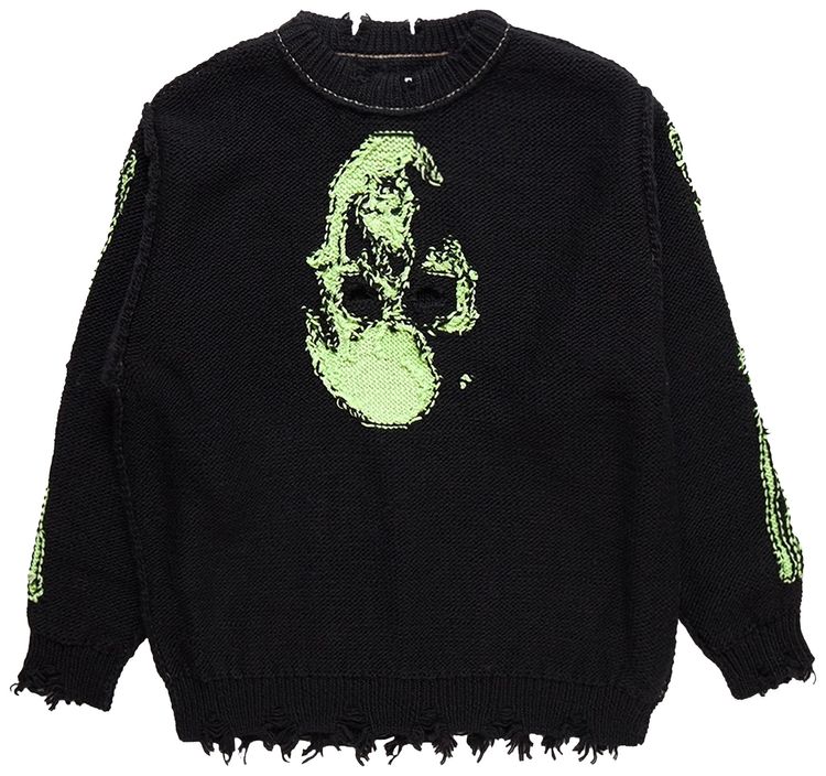 Doublet Glow In The Dark Skull Knit Pullover Black