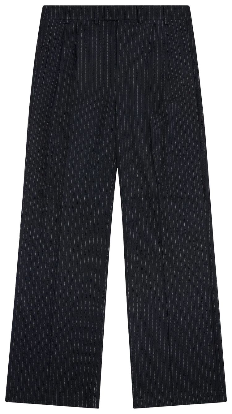 KROST Wool Pinstripe Pleated Trouser Blue