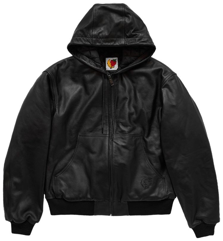 Sky High Farm Workwear Hooded Leather Work Jacket Black