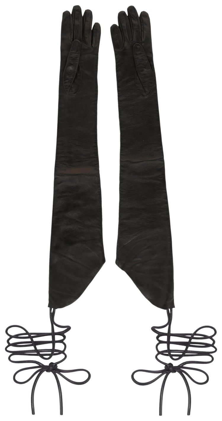 Givenchy Long Asymmetrical Gloves In Leather Black