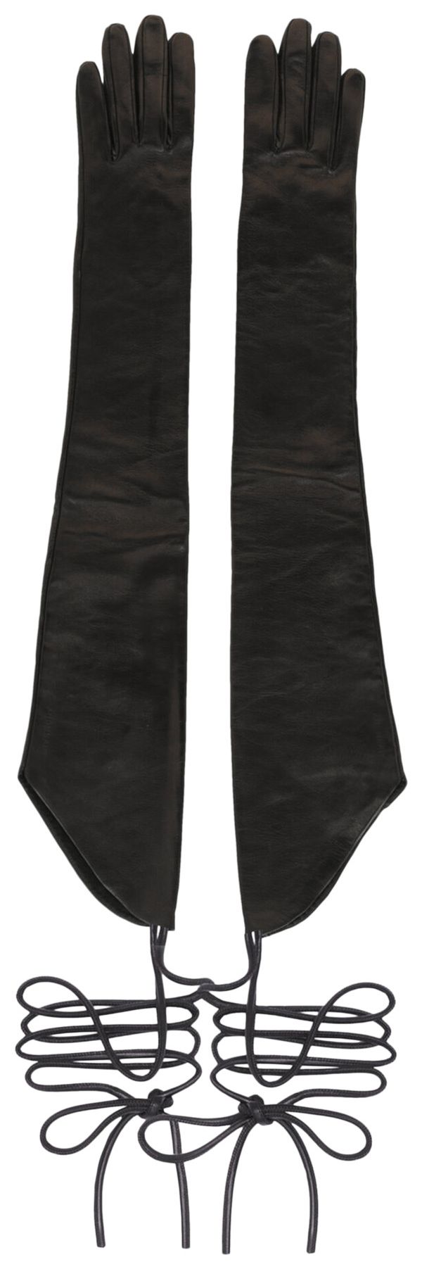 Givenchy Long Asymmetrical Gloves In Leather Black