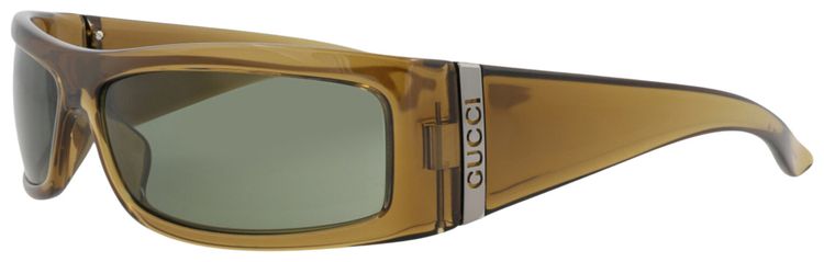 Gucci Shield Frame Injection Sunglasses Brown Green