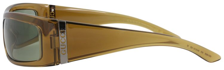 Gucci Shield Frame Injection Sunglasses Brown Green