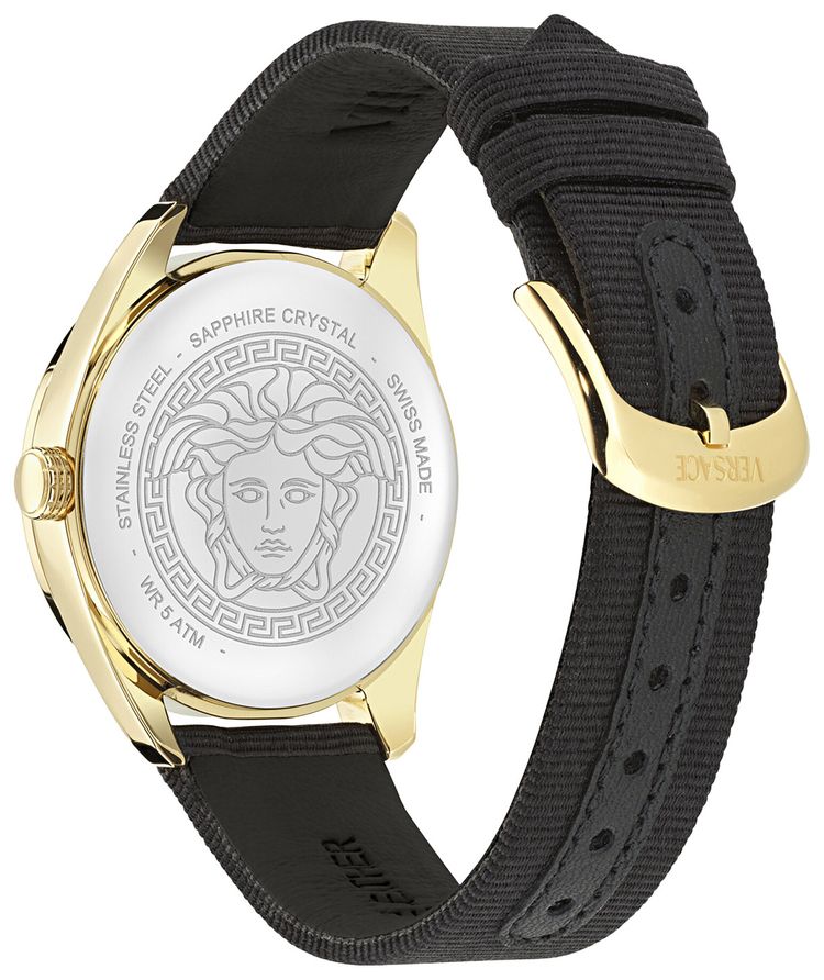 Versace New V Circle Grosgrain Watch Gold