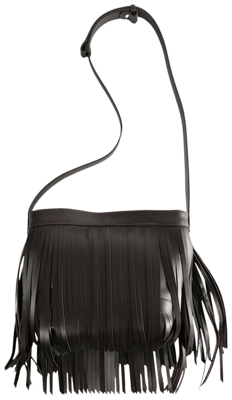 Ann Demeulemeester Arsa Fringed Small Shoulder Bag Dark Brown