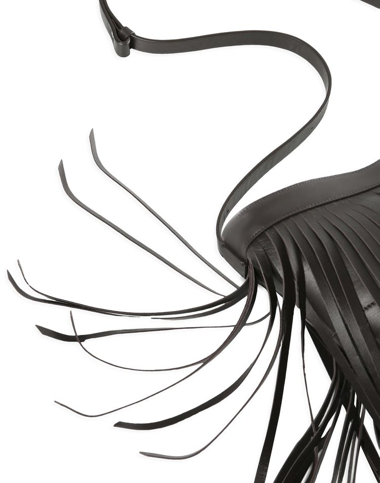 Ann Demeulemeester Arsa Fringed Small Shoulder Bag Dark Brown