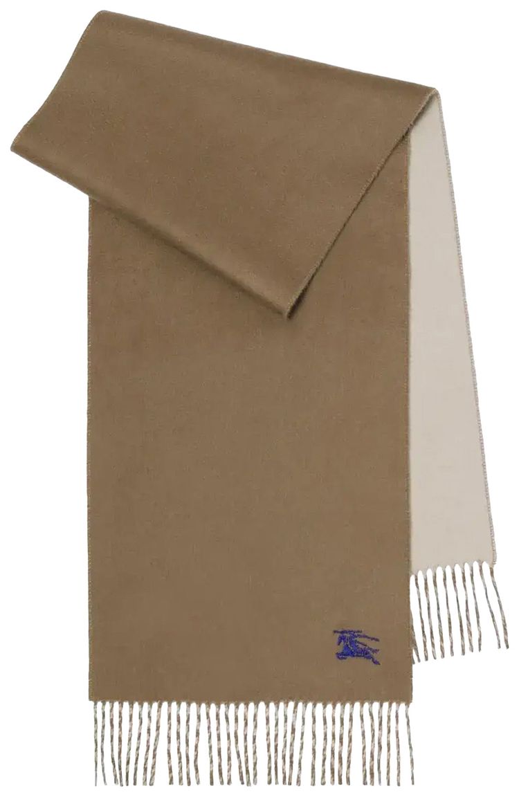 Burberry Embroidered Knight Solid Scarf Vole BrownSmoke Grey