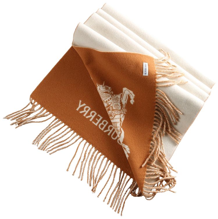 Burberry Knight Jacquard Woven CSE Scarf Pebble White
