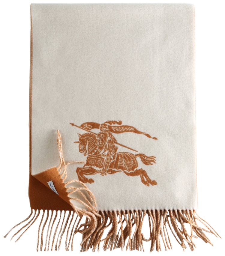 Burberry Knight Jacquard Woven CSE Scarf Pebble White