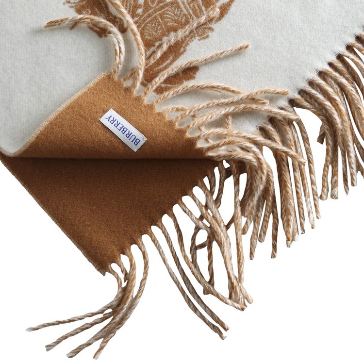 Burberry Knight Jacquard Woven CSE Scarf Pebble White