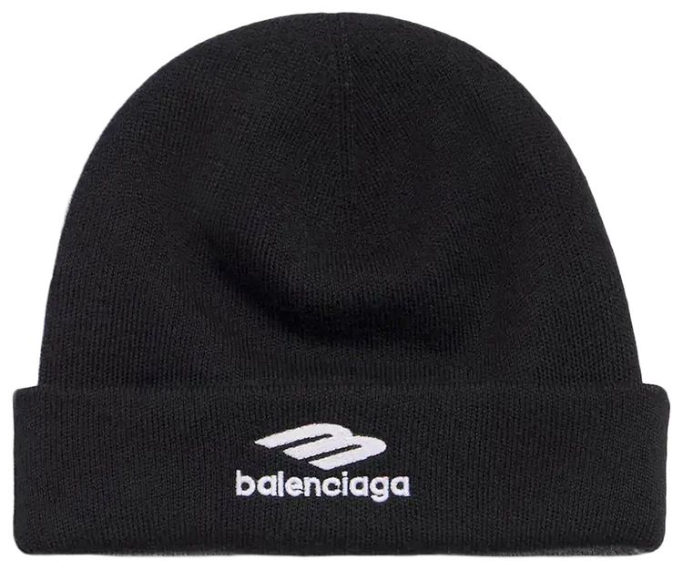 Balenciaga Logo Beanie Hat BlackGrey