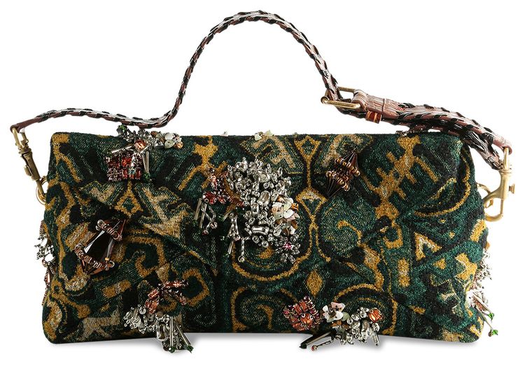 Dries Van Noten Embellished Patterned Shoulder Bag Bottle