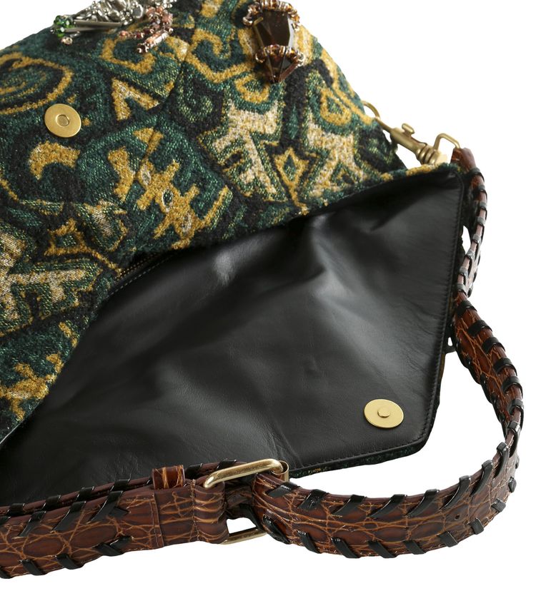 Dries Van Noten Embellished Patterned Shoulder Bag Bottle