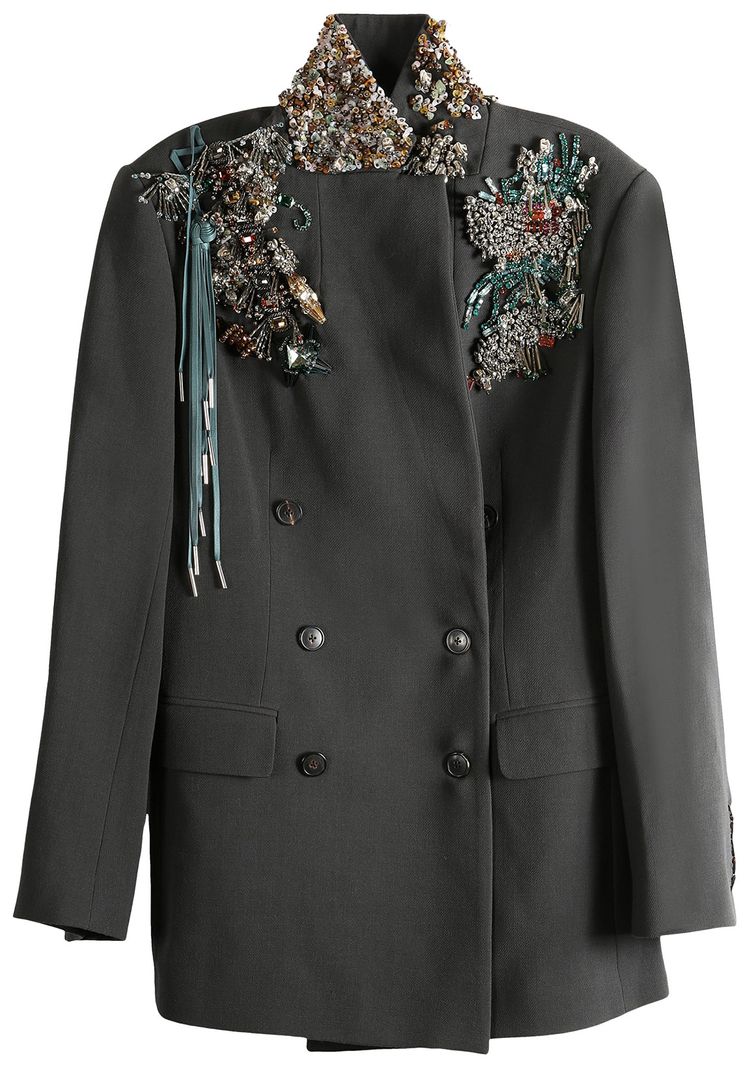 Dries Van Noten Bafya Embellished Jacket Dark Grey
