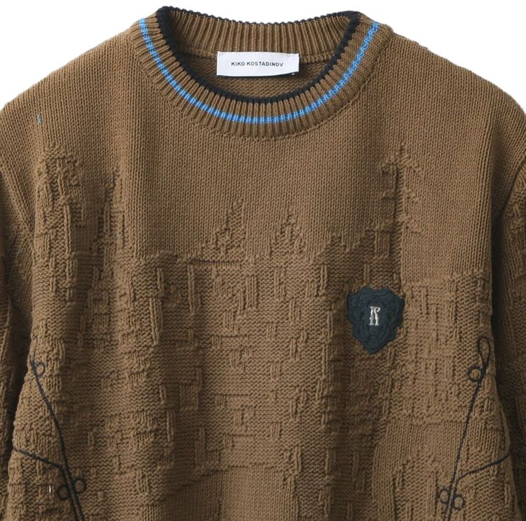 Kiko Kostadinov Fitz Knit Jumper Russet BrownBlackCerulean