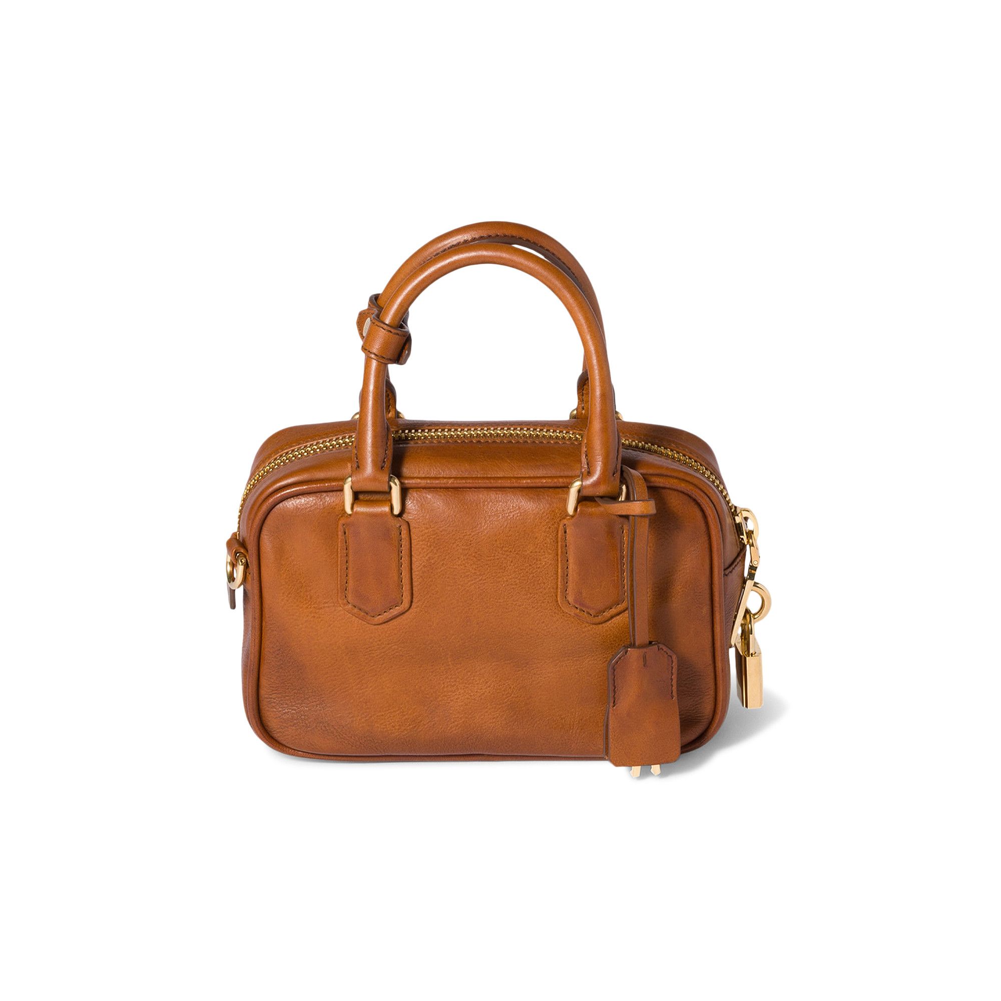 Buy Miu Miu Vitello Antic Bauletto Bag 'Cognac' - 5BB123 2IER