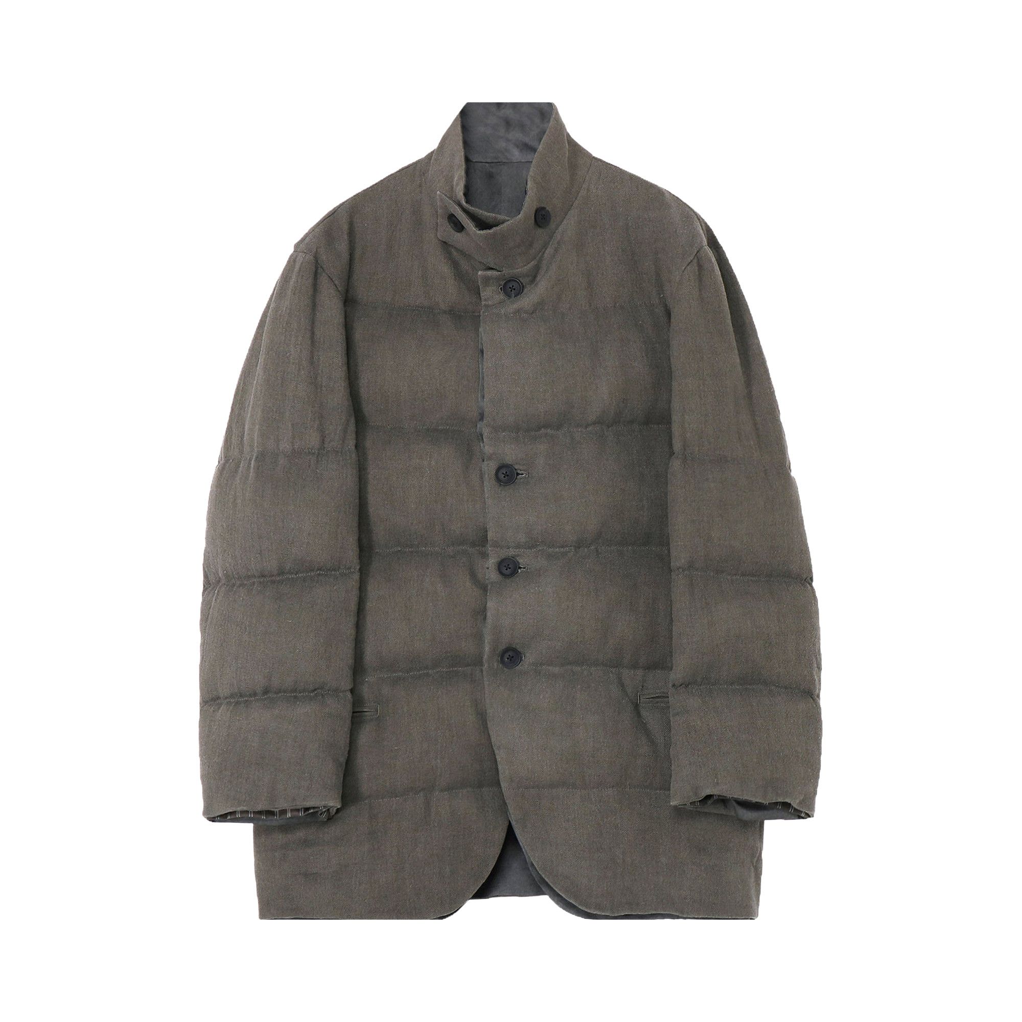 Buy Yohji Yamamoto Pour Homme Horizontal Padded Stand Jacket 'Grey