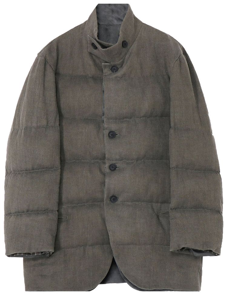 Yohji Yamamoto Pour Homme Horizontal Padded Stand Jacket Grey