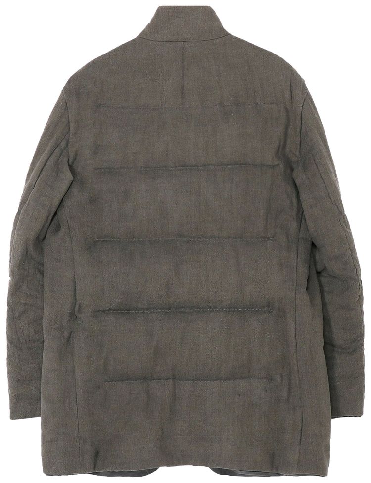 Yohji Yamamoto Pour Homme Horizontal Padded Stand Jacket Grey