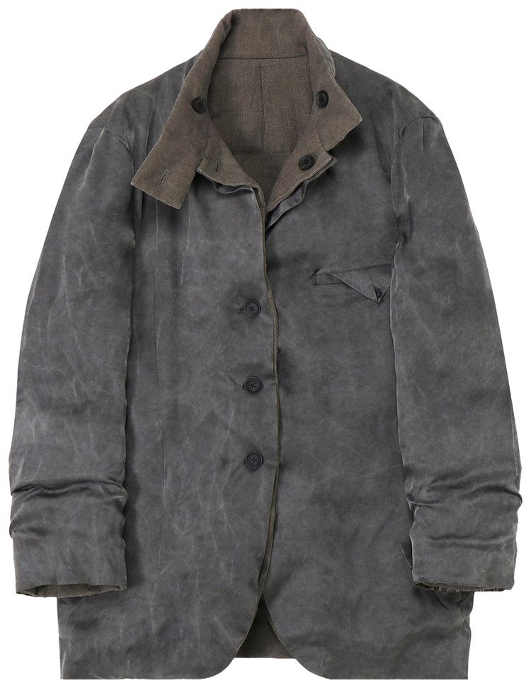 Yohji Yamamoto Pour Homme Horizontal Padded Stand Jacket Grey